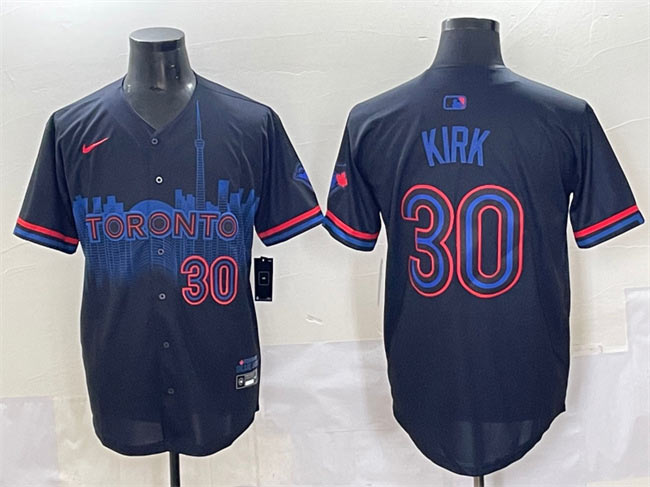 Men's Toronto Blue Jays 30 Alejandro Kirk Navy 2024 City Connect Limited Stitched Baseball Jersey