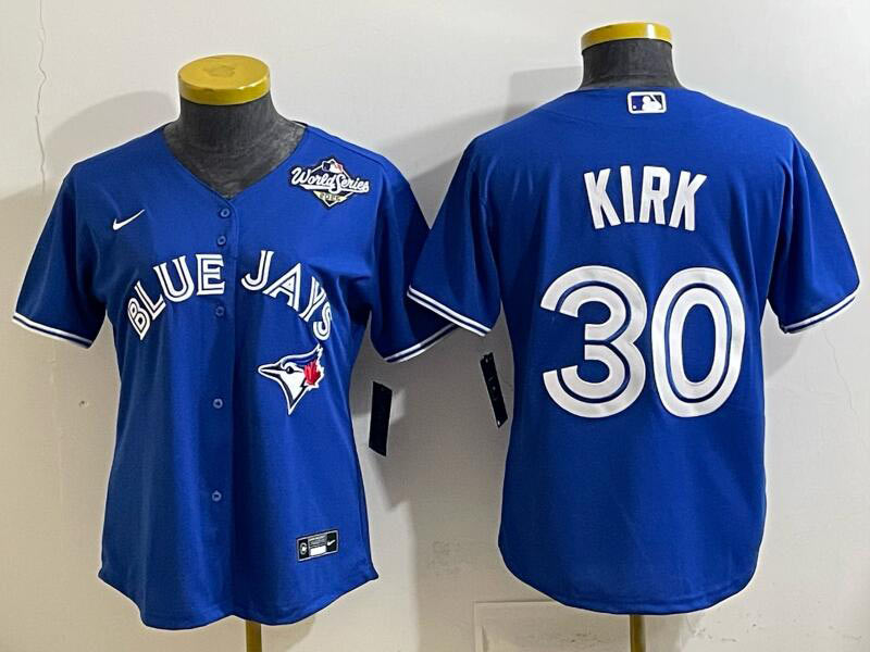 Men's Toronto Blue Jays 30 Alejandro Kirk Royal 2025 World Series Cool Base Stitched Baseball Jersey