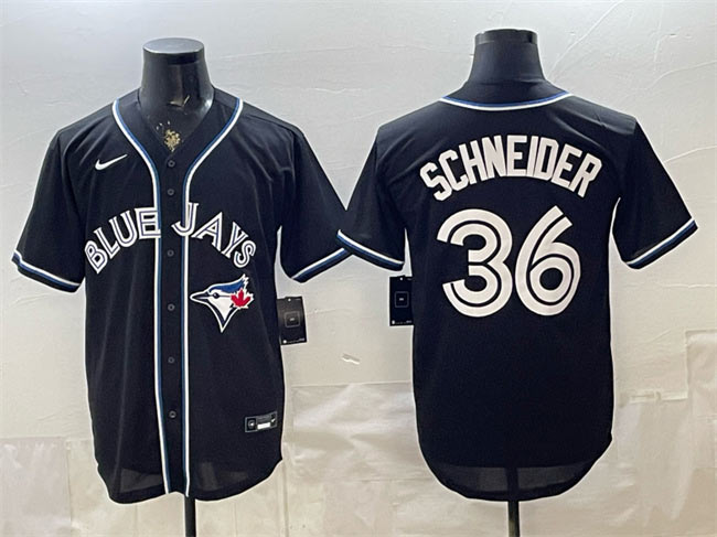 Men's Toronto Blue Jays 36 Davis Schneider 2026 Fashion Replica Black Out Stitched Baseball Jersey