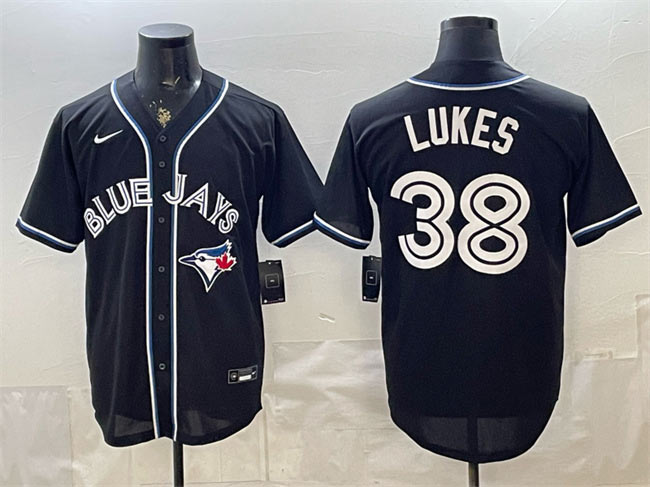 Men's Toronto Blue Jays 38 Nathan Lukes 2026 Fashion Replica Black Out Stitched Baseball Jersey