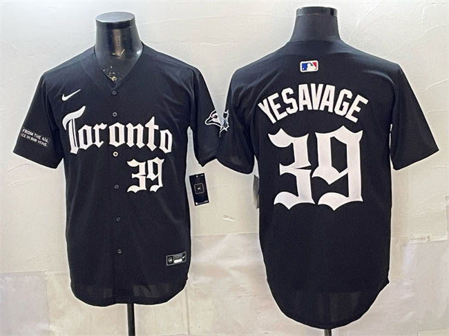 Men's Toronto Blue Jays 39 Trey Yesavage Black Gothic North Edition Limited Stitched Baseball Jersey
