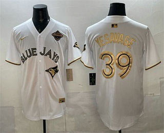 Men's Toronto Blue Jays 39 Trey Yesavage White Gold 2025 American League Champions Limited Stitched Jersey