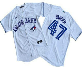 Men's Toronto Blue Jays 47 Addison Barger White Cool Base Jersey