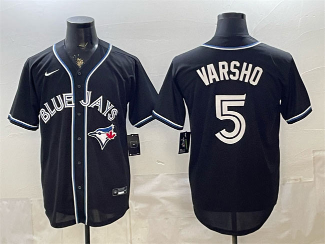 Men's Toronto Blue Jays 5 Daulton Varsho 2026 Fashion Replica Black Out Stitched Baseball Jersey