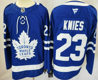 Men's Toronto Maple Leafs 23 Matthew Knies Blue Authentitc Jersey