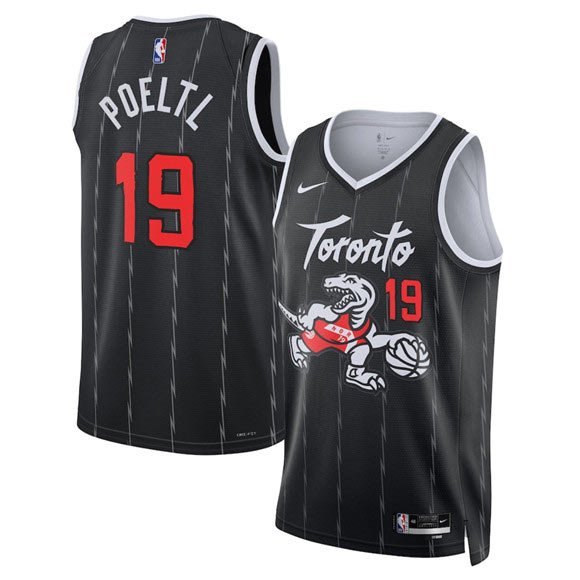 Men's Toronto Raptors 19 Jakob Poeltl Black 2025 26 City Edition Stitched Basketball Jersey