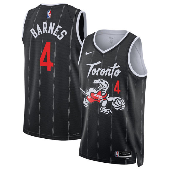 Men's Toronto Raptors 4 Scottie Barnes Black 2025 26 City Edition Stitched Basketball Jersey