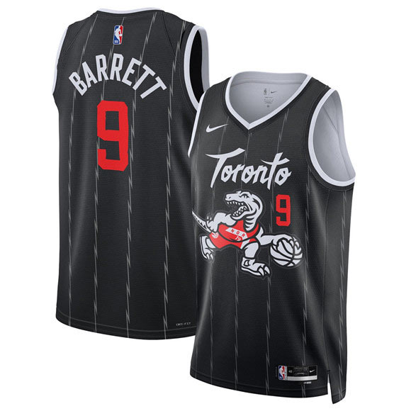 Men's Toronto Raptors 9 RJ Barrett Black 2025 26 City Edition Stitched Basketball Jersey