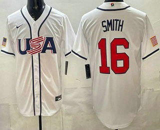 Men's USA 16 Will Smith White 2026 World Baseball Classic Cool Base Jersey