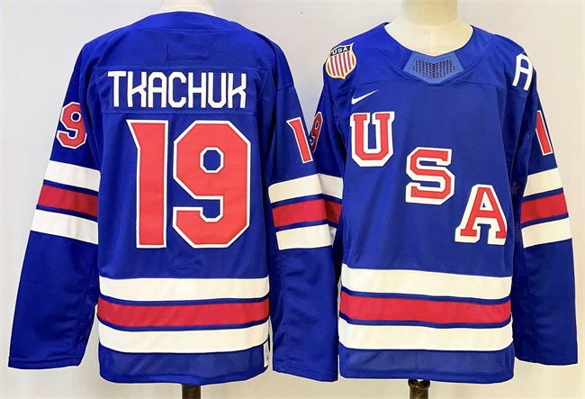 Men's USA 19 Matthew Tkachuk Royal 2025 2026 Stitched Jersey