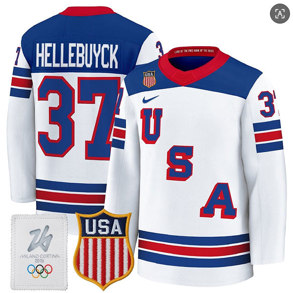 Men's USA 37 Connor Hellebuyck Home White 2026 Olympic Hockey Jersey