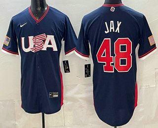 Men's USA 48 Griffin Jax Navy 2026 World Baseball Classic Cool Base Jersey