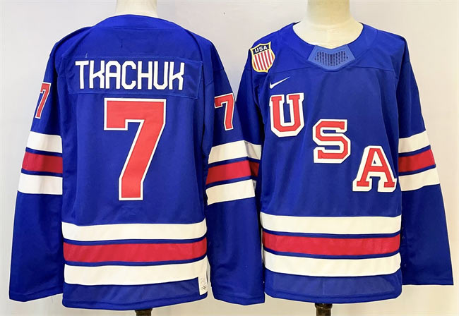 Men's USA 7 Brady Tkachuk Royal 2025 2026 Stitched Jersey