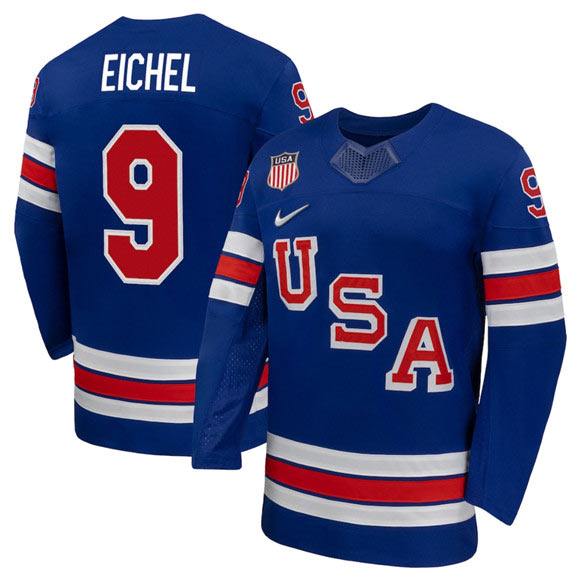 Men's USA 9 Jack Eichel Royal 2026 Stitched Jersey