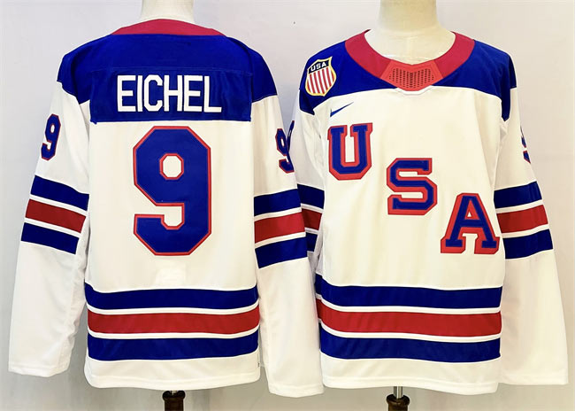 Men's USA 9 Jack Eichel White 2025 2026 Stitched Jersey