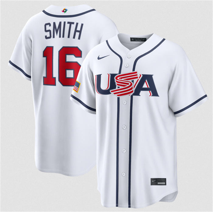 Men's USA Baseball 16 Will Smith White 2026 World Baseball Classic Home Stadium Stitched Jersey
