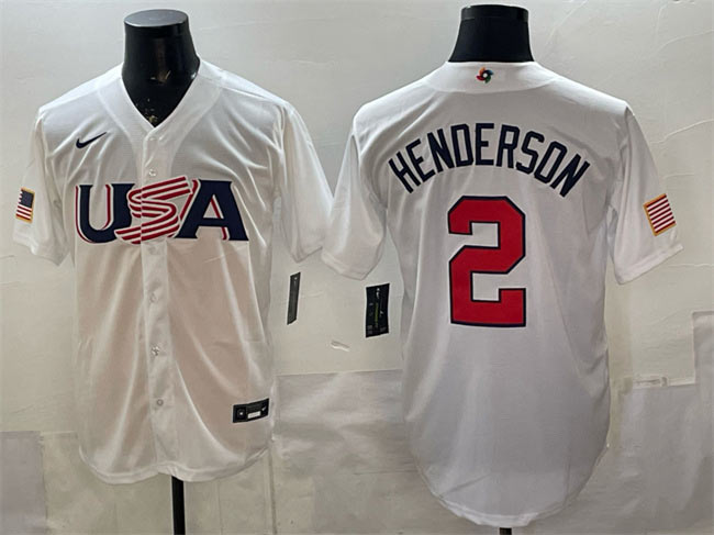 Men's USA Baseball 2 Gunnar Henderson White World Baseball Classic Stitched Jersey