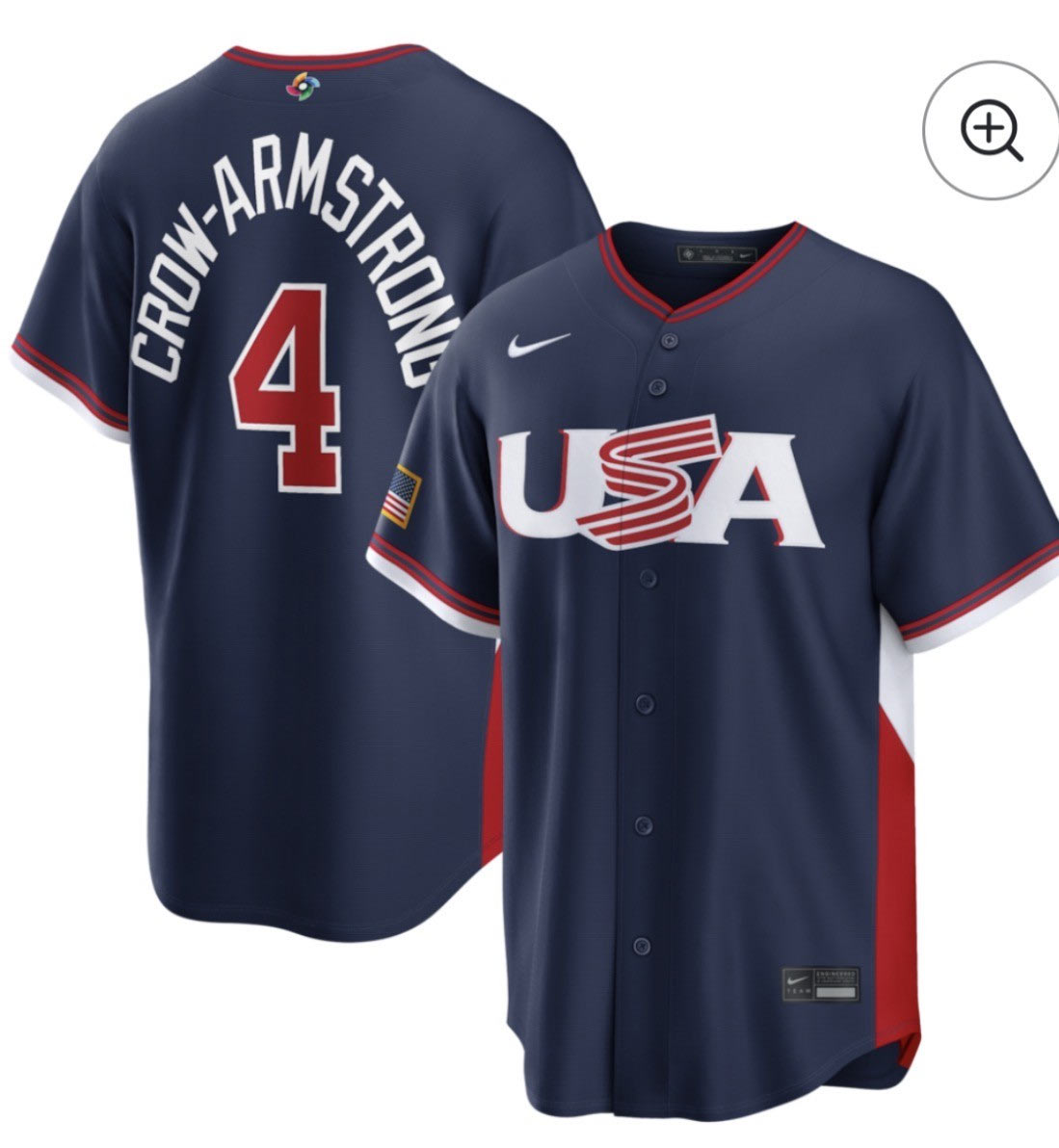 Men's USA Baseball 4 Crow Armstrong Navy 2026 World Baseball Classic Road Stadium Stitched Jersey