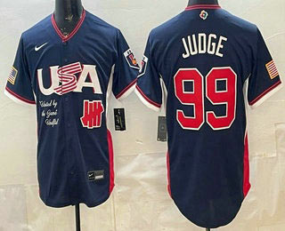 Men's USA Undefeated 99 Aaron Judge Navy 2026 World Baseball Classic Cool Base Jersey