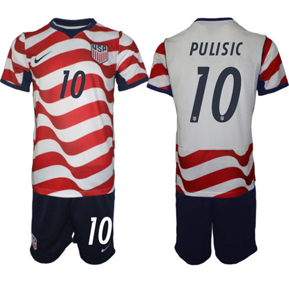 Men's United States 10 Christian Pulisic White Red 2026 Home Soccer Jersey Suit