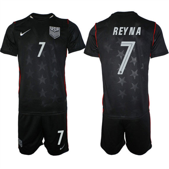 Men's United States 7 Gio Reyna Black 2026 Away Soccer Jersey Suit