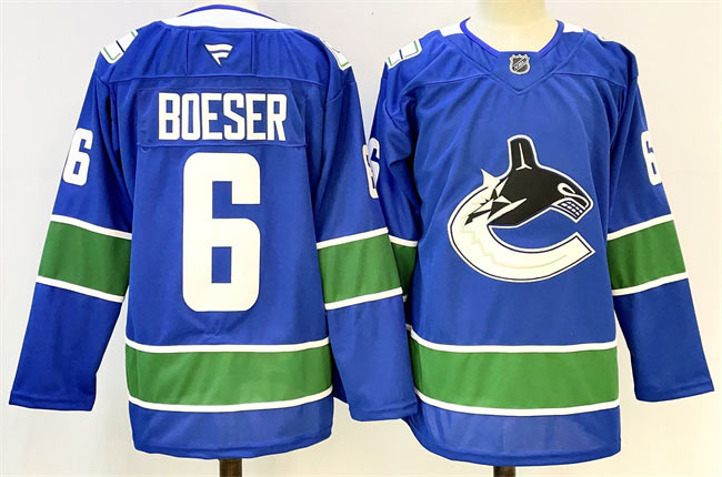 Men's Vancouver Canucks 6 Brock Boeser Royal 2024 25 Home Stitched Hockey Jersey