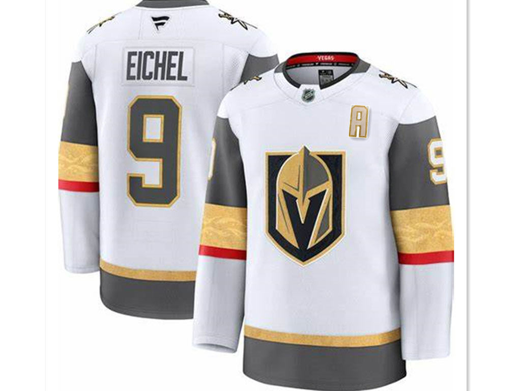 Men's Vegas Golden Knights 9 Jack Eichel White With A Patch Authentic Jersey