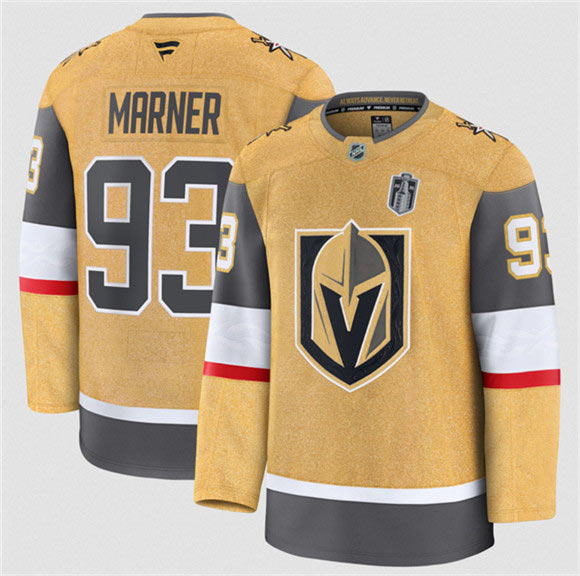 Men's Vegas Golden Knights 93 Mitch Marner Gold 2026 Stanley Cup Final Patch Home Stitched Hockey Jersey