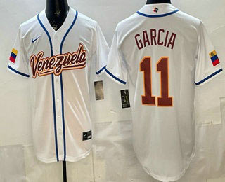 Men's Venezuela 11 Maikel Garcia White 2026 World Baseball Classic Cool Base Jersey