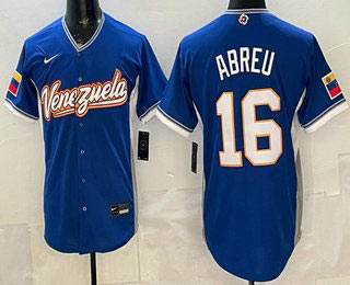 Men's Venezuela 16 Wilyer Abreu Blue 2026 World Baseball Classic Cool Base Jersey