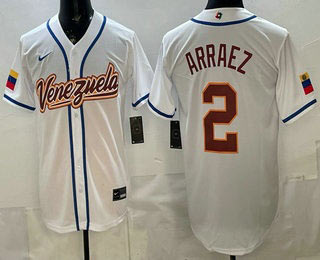 Men's Venezuela 2 Luis Arraez White 2026 World Baseball Classic Cool Base Jersey