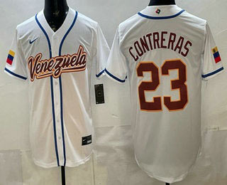 Men's Venezuela 23 William Contreras White 2026 World Baseball Classic Cool Base Jersey