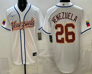 Men's Venezuela 26 Venezuela White 2026 World Baseball Classic Cool Base Jersey