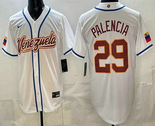 Men's Venezuela 29 Daniel Palencia White 2026 World Baseball Classic Cool Base Jersey