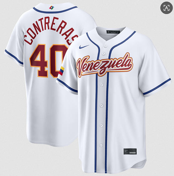 Men's Venezuela Baseball 40 Willson Contreras White 2026 World Baseball Classic Home Stadium Stitched Jersey