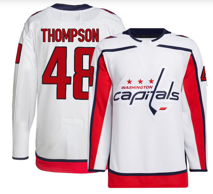 Men's Washington Capitals 48 Logan Thompson Authentic White Away Jersey