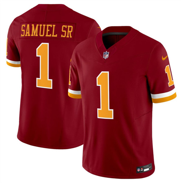 Men's Washington Commanders 1 Deebo Samuel Sr. Burgundy 2025 F.U.S.E. Throwback Limited Football Stitched Jersey