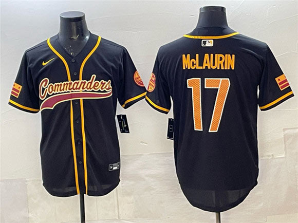 Men's Washington Commanders 17 Terry McLaurin Black Limited Stitched Baseball Jersey