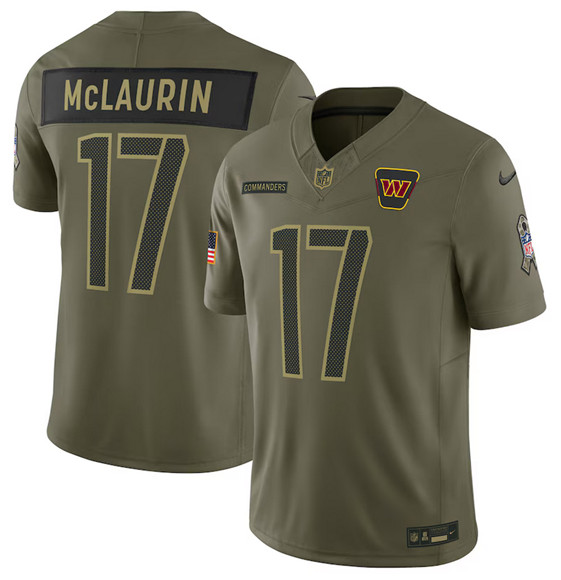 Men's Washington Commanders 17 Terry McLaurin Olive 2025 Salute to Service Limited Football Stitched Jersey