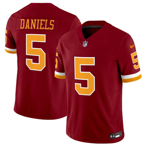 Men's Washington Commanders 5 Jayden Daniels Burgundy 2025 F.U.S.E. Throwback Limited Football Stitched Jersey