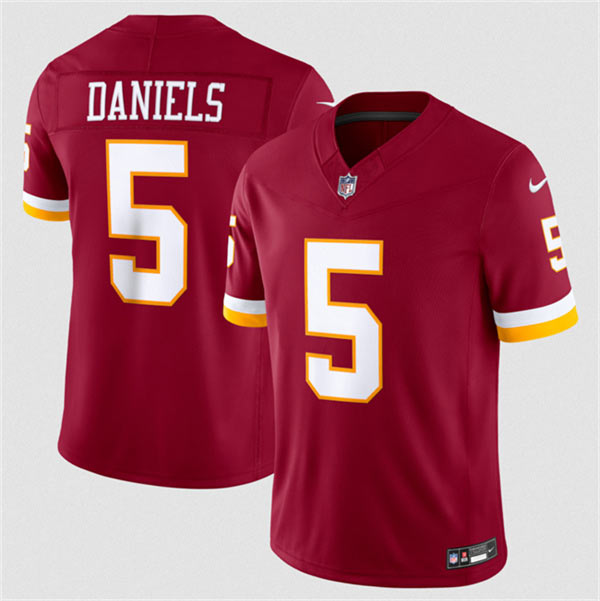 Men's Washington Commanders 5 Jayden Daniels Burgundy 2026 F.U.S.E. Vapor Limited Football Stitched Jersey