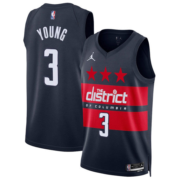 Men's Washington Wizards 33 Kyle Kuzma Navy 2024 25 Statement Edition Stitched Basketball Jersey