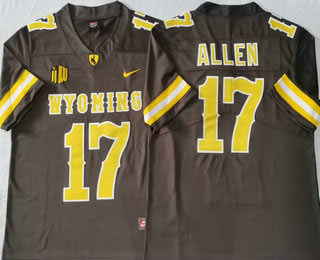 Men's Wyoming Cowboys 17 Josh Allen Brown Vapor Limited Stitched Nike Jersey