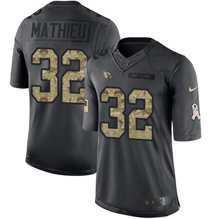Men Arizona Cardinals 32 Tyrann Mathieu Anthracite 2016 Salute to Service Jersey