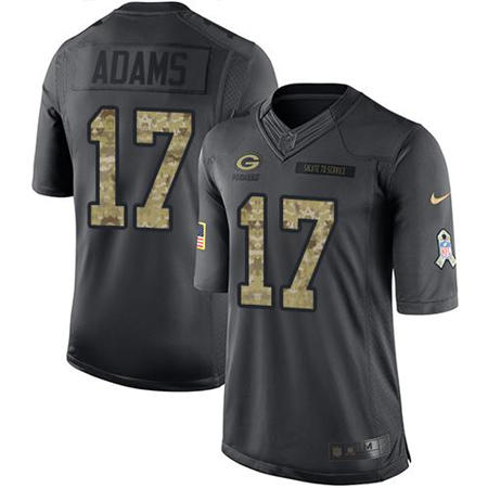 Men Green Bay Packers 17 Davante Adams Anthracite 2016 Salute to Service Jersey