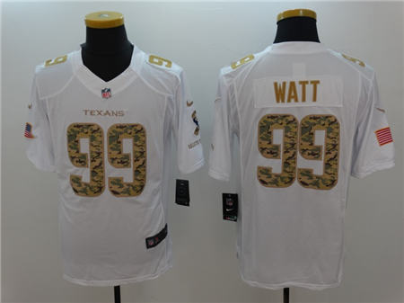 Men Houston Texans 99 J J Watt Limited White Salute to Service Stitched NFL Jersey