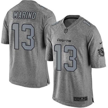 Men Miami Dolphins 13 Dan Marino Limited Gray Gridiron NFL Jersey