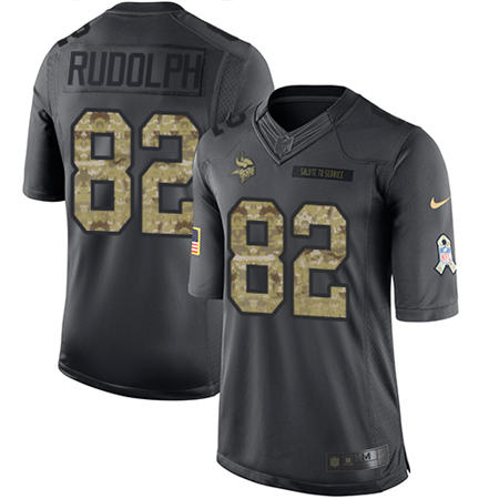 Men Minnesota Vikings 82 Kyle Rudolph  Anthracite 2016 Salute to Service Jersey