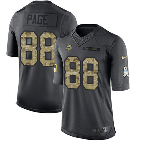 Men Minnesota Vikings 88 Alan Page Anthracite 2016 Salute to Service Jersey
