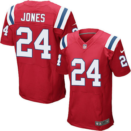 Men New England Patriots 24 Cyrus Jones Red Alternate Elite Stitched NFL Jersey